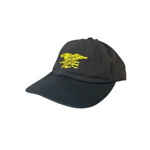 US Navy SEAL Team Hat Cap Strapback Made In USA Black Yellow Military
